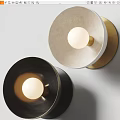 Modern Wall Lamps With Round Bases And Spherical Light Bulbs In Black And Beige