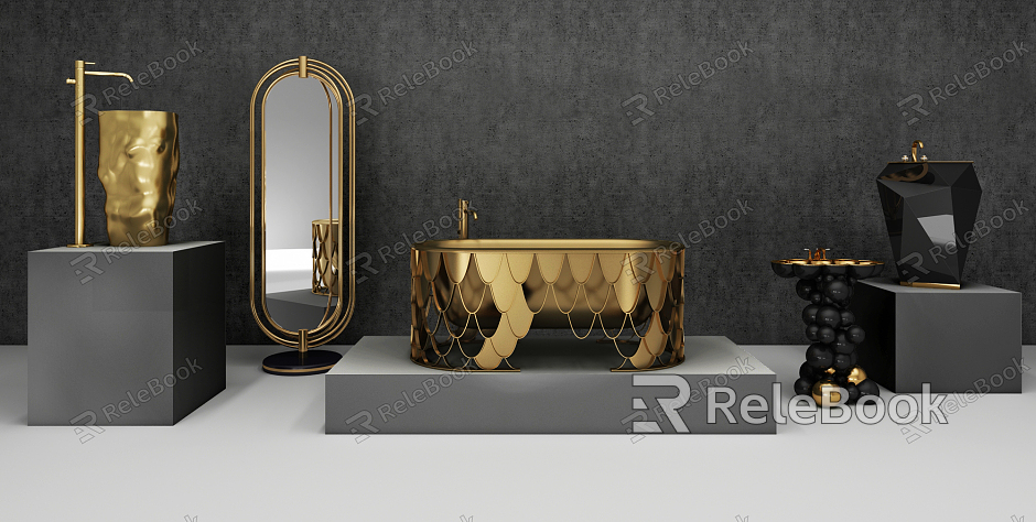 Post-modern Bathroom Utensils Luxury Bathtub Bathroom Supplies Washbasin Toiletries Bathroom Mirror Pillar Basin model