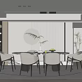 Modern Restaurant Interior Featuring Round Dining Table Beige Chairs And Decorative Plants 3d model