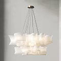 Modern White Fabric Chandelier With Irregular Shaped Shades For Interior Design