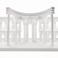 White Architectural Model With Arched Structure Columns Carved Details And Balconies 3d model