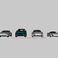 Porsche Car Lineup On White Background Featuring Various Sports Cars And SUVs