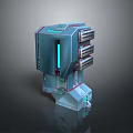 Futuristic Mechanical Device With Blue Illuminated Panels And Multiple Interface Modules 3d model