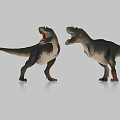 Two Detailed Lifelike Reptile Dinosaur Figurines Standing with Open Mouths