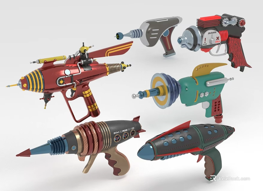 Electric Toy Guns With Colorful Sci-Fi Designs Vibrant Colors Unique Shapes And Interactive Features 3d model 