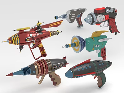 Electric Toy Guns With Colorful Sci-Fi Designs Vibrant Colors Unique Shapes And Interactive Features 3d model