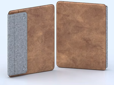 Stylish Brown Leather Tablet Cases with Gray Accents and Protective Design 3d model