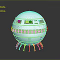 Futuristic Spherical Sci Fi Space Station With White Modules And Red Support Legs 3d model