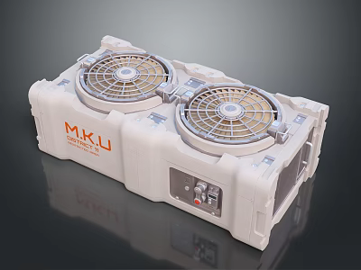 M.K.U White Case With Two Circular Fans And Control Buttons For Ventilation 3d model