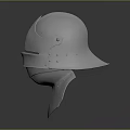 Classic Metallic Medieval Armor Helmet With Smooth Surface And Reflective Finish