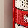 Red Multi Tier Storage Rack With Mesh Baskets And Cartoon Patterns In Kids Room