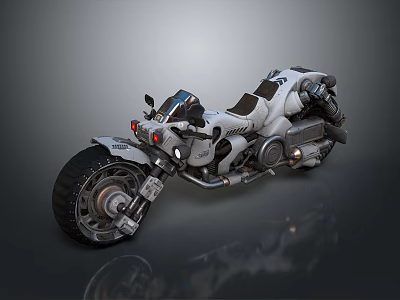 Futuristic White Concept Motorcycle With Large Wheels And Mechanical Details 3d model