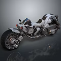Futuristic White Concept Motorcycle With Large Wheels And Mechanical Details
