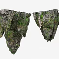 Mossy Natural Stone And Wood Decorative Elements For Garden Landscape Design