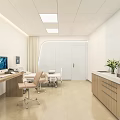 Modern Hospital Outpatient Clinic Interior Design With Medical Desks Computers Chairs Cabinets And Plants