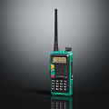 Green Handheld Walkie Talkie With Digital Display Screen Antenna And Control Buttons