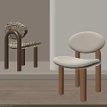Modern Dining Chairs With Zebra Pattern And White Round Backrest Wooden Legs