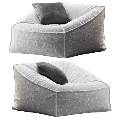 Light Gray Bean Bag Chair with Soft Fabric and Cozy Pillow for Comfortable Living Space 3d model