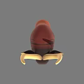 Cartoon Horned Reptile 3D Model With Brown Red Body And Light Belly