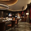 Luxurious Private Box Interior With Round Dining Table Brown Chairs Chandelier Sofa And Red Curtains