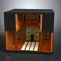 Japanese Architectural Interior Model With Wooden Structure Sliding Doors And Tatami Mats