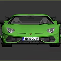 Green High Performance Sports Car With Rear Spoiler Black Wheels Red Interior Shiny Surface
