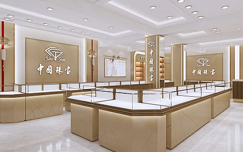 Fashion calm atmosphere jewelry store 3d model