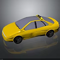 Yellow Taxi 3D Model With Roof Light And Sleek Body Design Details
