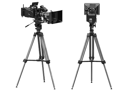 Professional And Compact Digital Cameras Mounted On Tripods For Photography 3d model