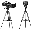 Professional And Compact Digital Cameras Mounted On Tripods For Photography
