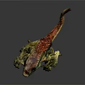 Realistic Dinosaur Figure With Green Yellow Body Red Head And Fierce Pose