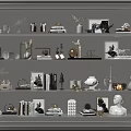 Elegant Decorative Ornaments Set For Shelf Display With Vases Sculptures And Frames 3d model