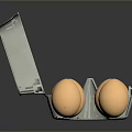 Chicken Eggs In Open Gray Carton With Brown Shells On Black Background