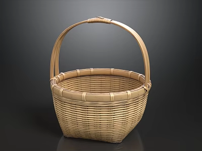 Handcrafted Bamboo Woven Basket With Handle For Storage And Decor 3d model