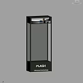 Black Display Shelf with Grid Backboard Top Lighting and FLASH Logo for Small Items 3d model