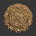 Golden Spherical Decorative Ornament For Modern Home With Intricate Geometric Openwork Design