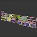 Metal Storage Shelves With Multiple Layers Holding Wooden Boxes And Baskets