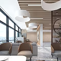 Modern Lounge Area Interior Design With Bookshelves Comfortable Chairs Marble Floor And Pendant Lights