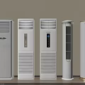 Different Styles Standing Air Conditioner Fans In White And Gold Color Side By Side