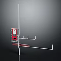 Industrial Pipe Structure with Red Control Panel Hooks and Platform 3d model