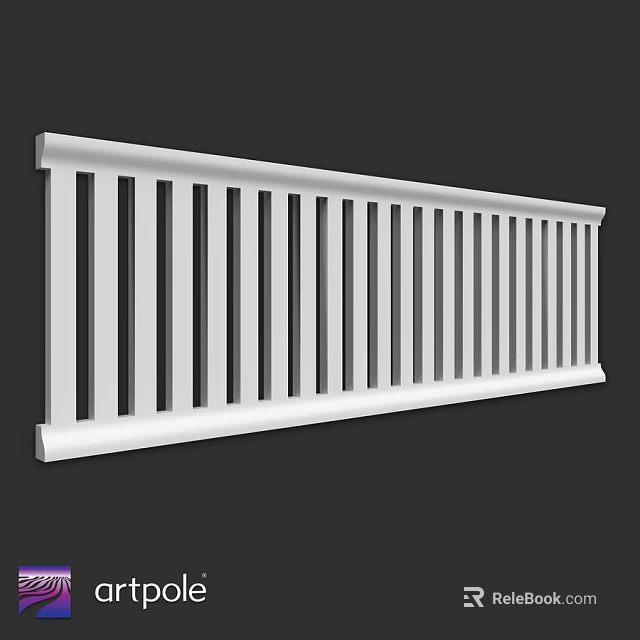 Sturdy White Architectural Railing Component With Vertical Slats For Construction Use 3d model 
