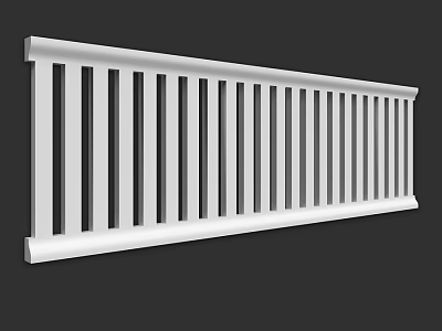 Sturdy White Architectural Railing Component With Vertical Slats For Construction Use 3d model