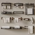 Bathroom Towel Racks And Accessories With White Towels Soap And Tissue Holder