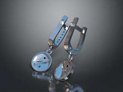 Silver Metal Household Supplies Decorative Hooks With Smiley Face Yin Yang Symbol Pendant 3d model
