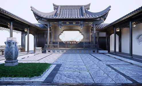 Chinese stage, stage, pavilion, porch, patio 3d model