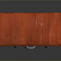 Classic Red Wooden Cabinet Featuring Two Drawers And Double Doors With Handles