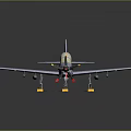 Gray Aircraft Model With Propeller On Yellow Stands And Dark Background 3d model