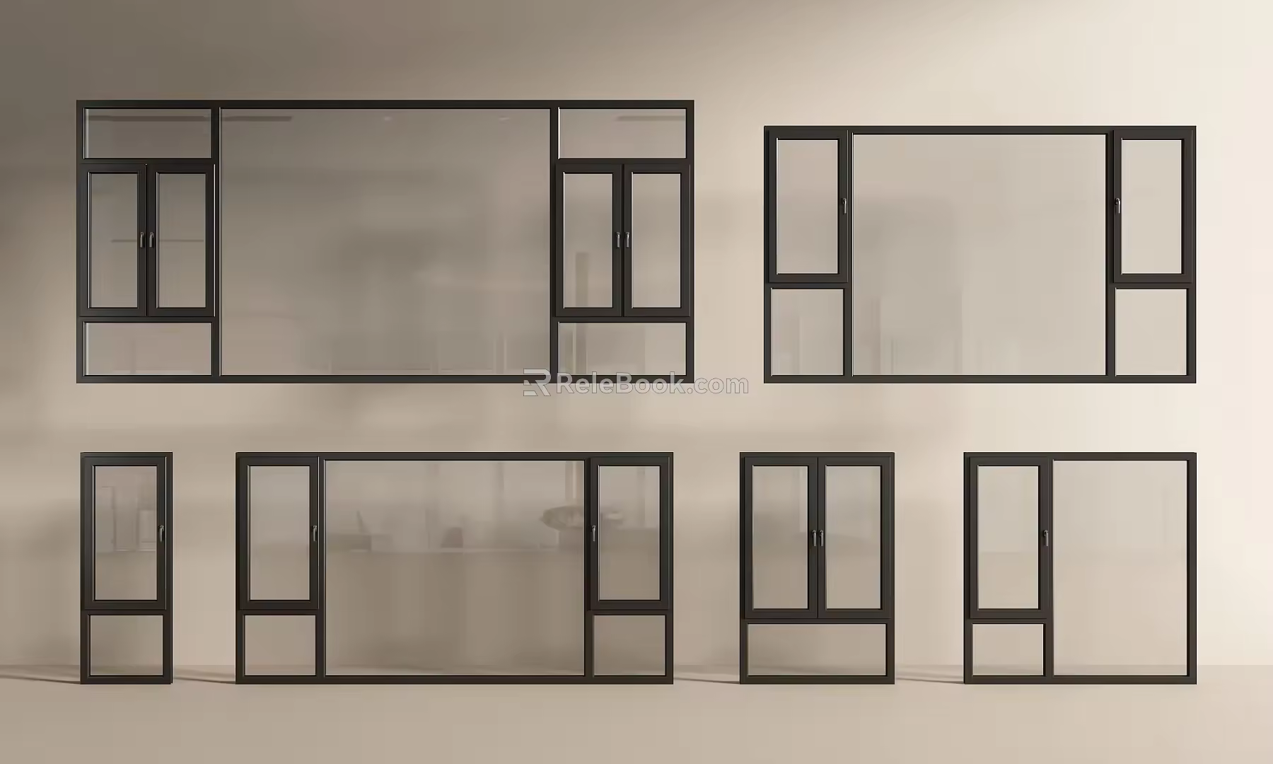 Modern windows casement windows floor-to-ceiling windows bay windows doors and windows 3d model