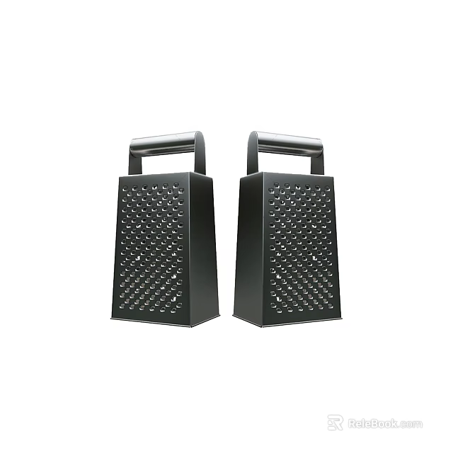 Two Black Kitchen Graters With Sturdy Handles And Sharp Grating Surfaces 3d model 