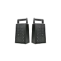 Two Black Kitchen Graters With Sturdy Handles And Sharp Grating Surfaces